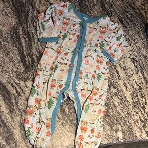 Blue Woodland Animal Snap-Front Baby Footie One-Piece